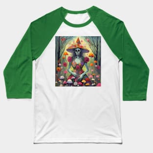 watercolor flowers witch nurse zombie Baseball T-Shirt